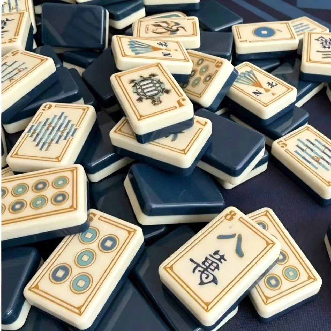 Blue Bamboo American Mahjong Tiles