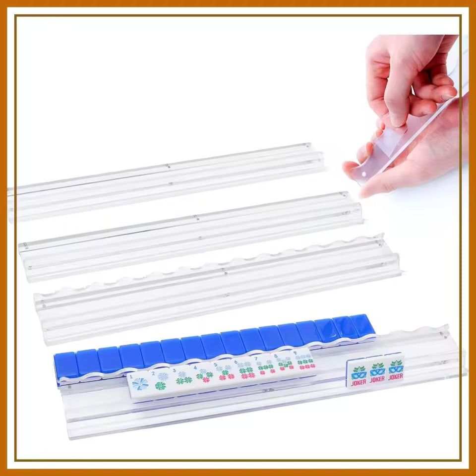 Set of 4 Clear Acrylic Mahjong Racks with Pushers