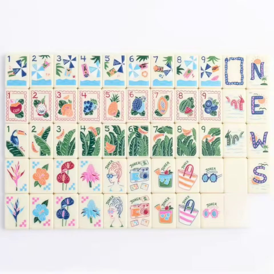 Fruit and Flowers American Mahjong Tile Set