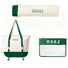 Canvas Tote Bag Set for Mahjong - Green