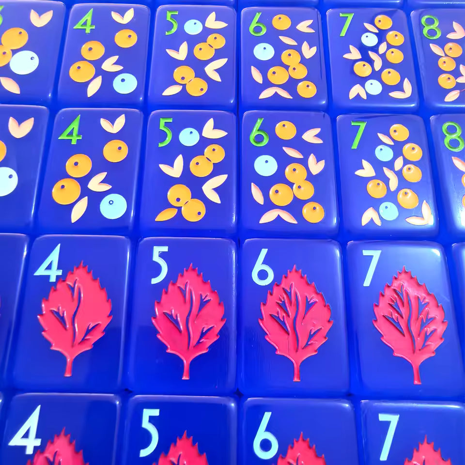 Bright Blue Modern Mahjong Tile Set