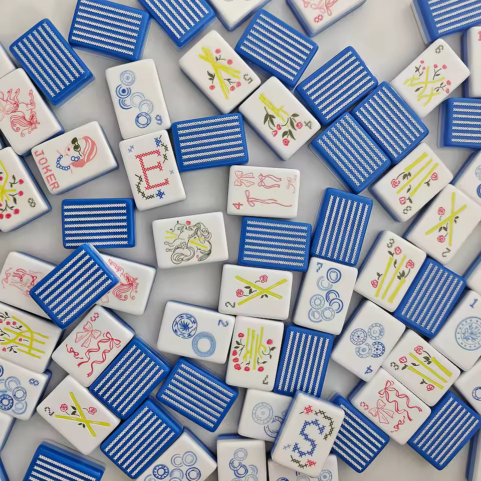 Cross Stitch and Ribbons American Mahjong Tile Set