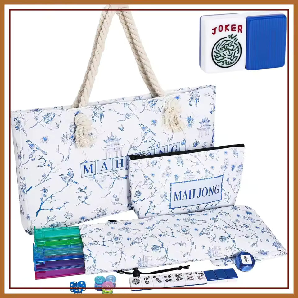 Complete American Mahjong Set-  Blue and White