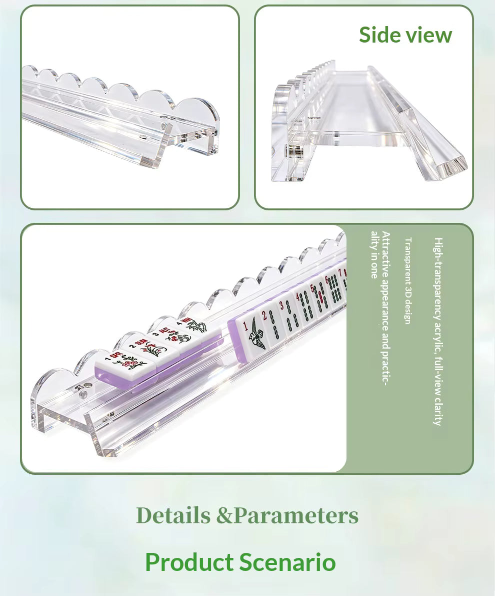 Set of 4 Clear Acrylic Mahjong Racks with Pushers