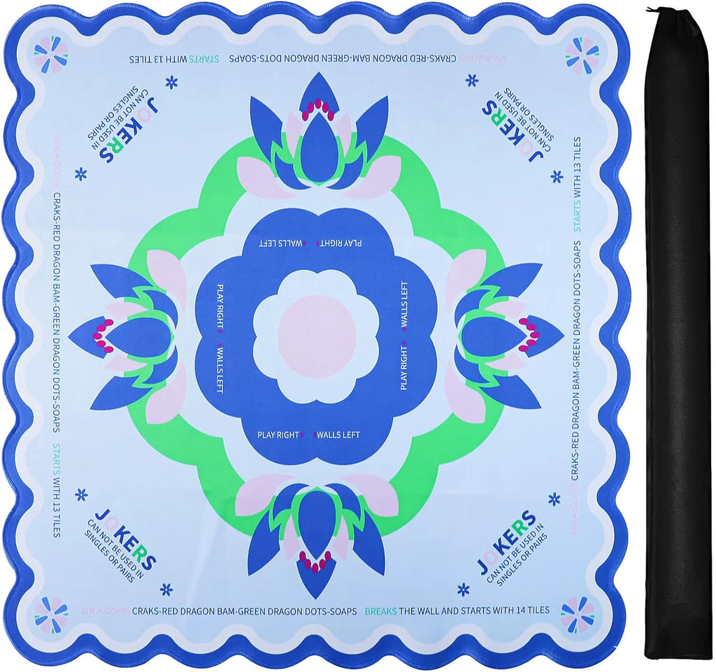 Blue Lotus Mahjong Table Mat