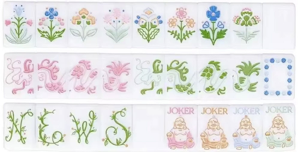 Pure White Pretty American Mahjong Tiles