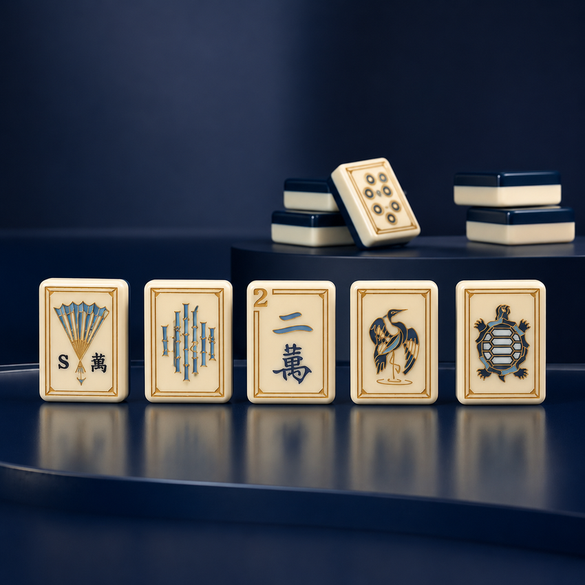 Blue Bamboo American Mahjong Tiles