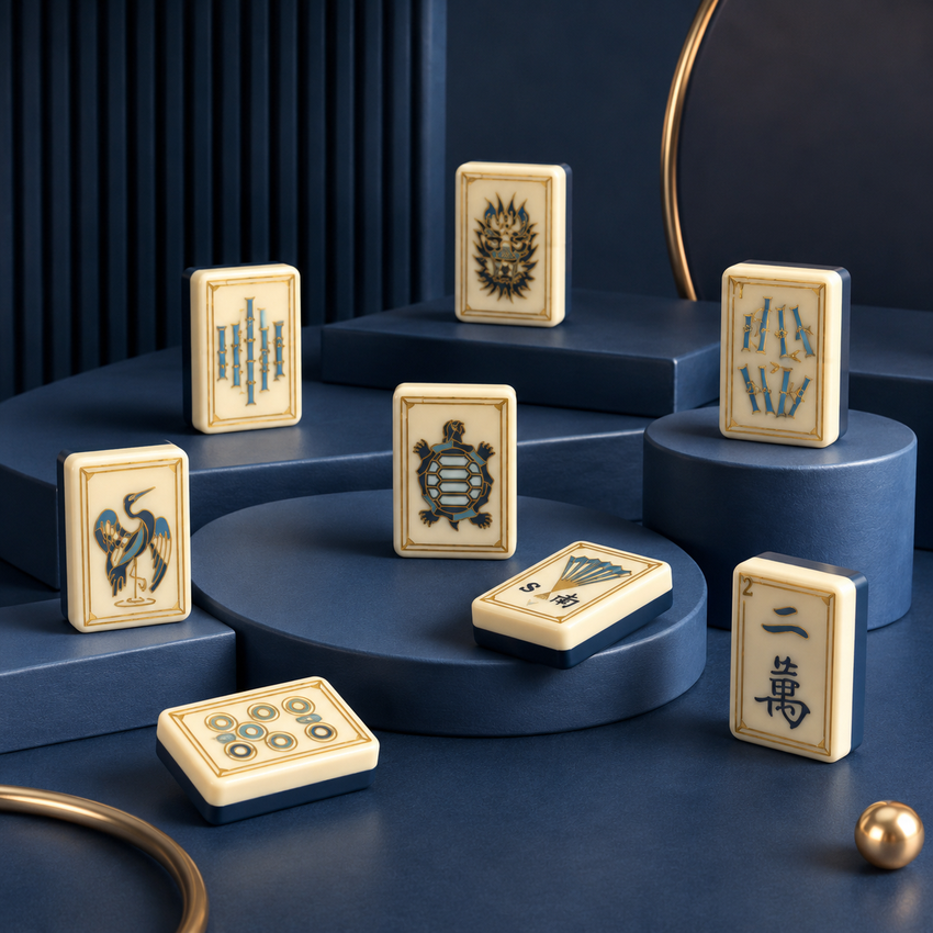 Blue Bamboo American Mahjong Tiles