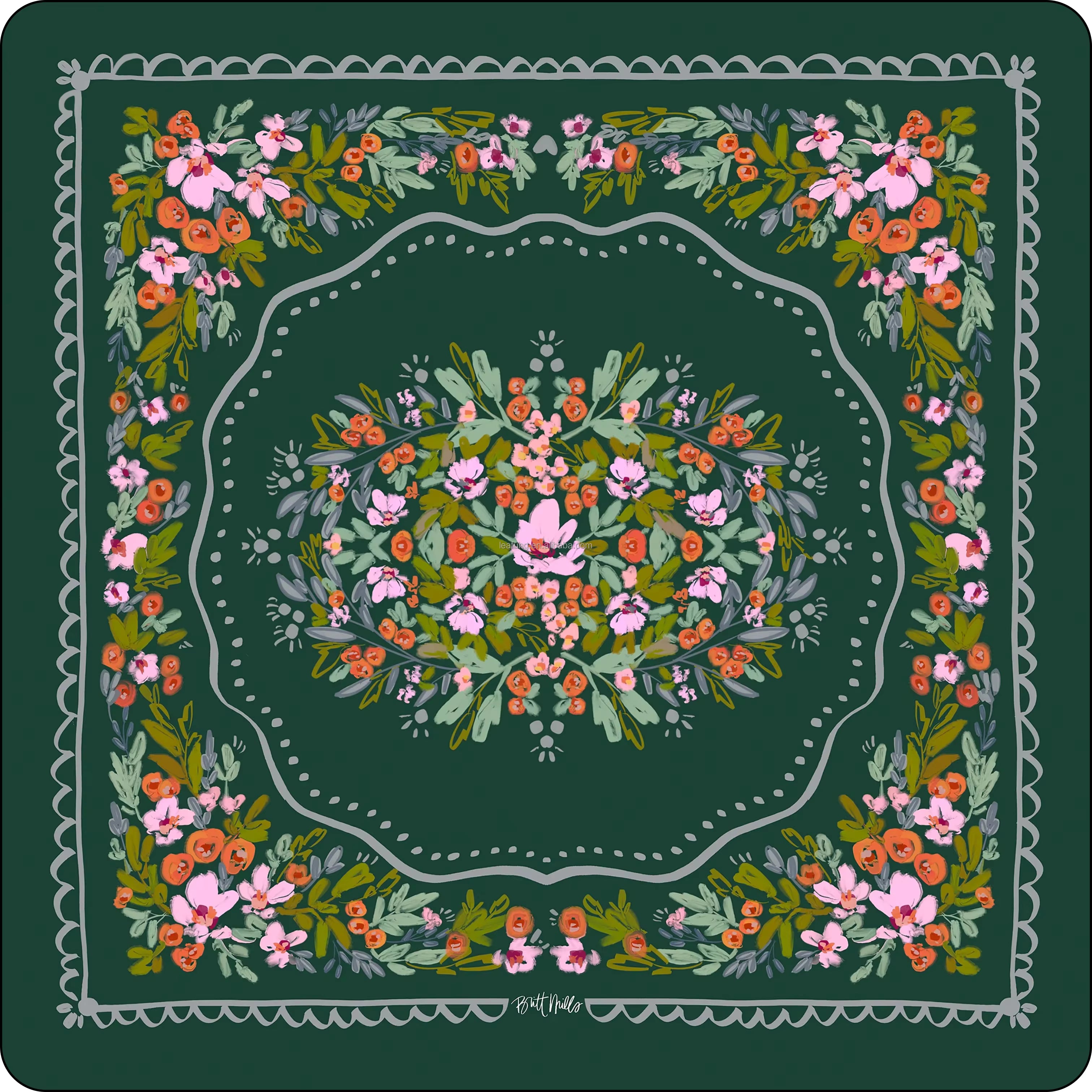 Flowered Forest Mahjong Table Mat