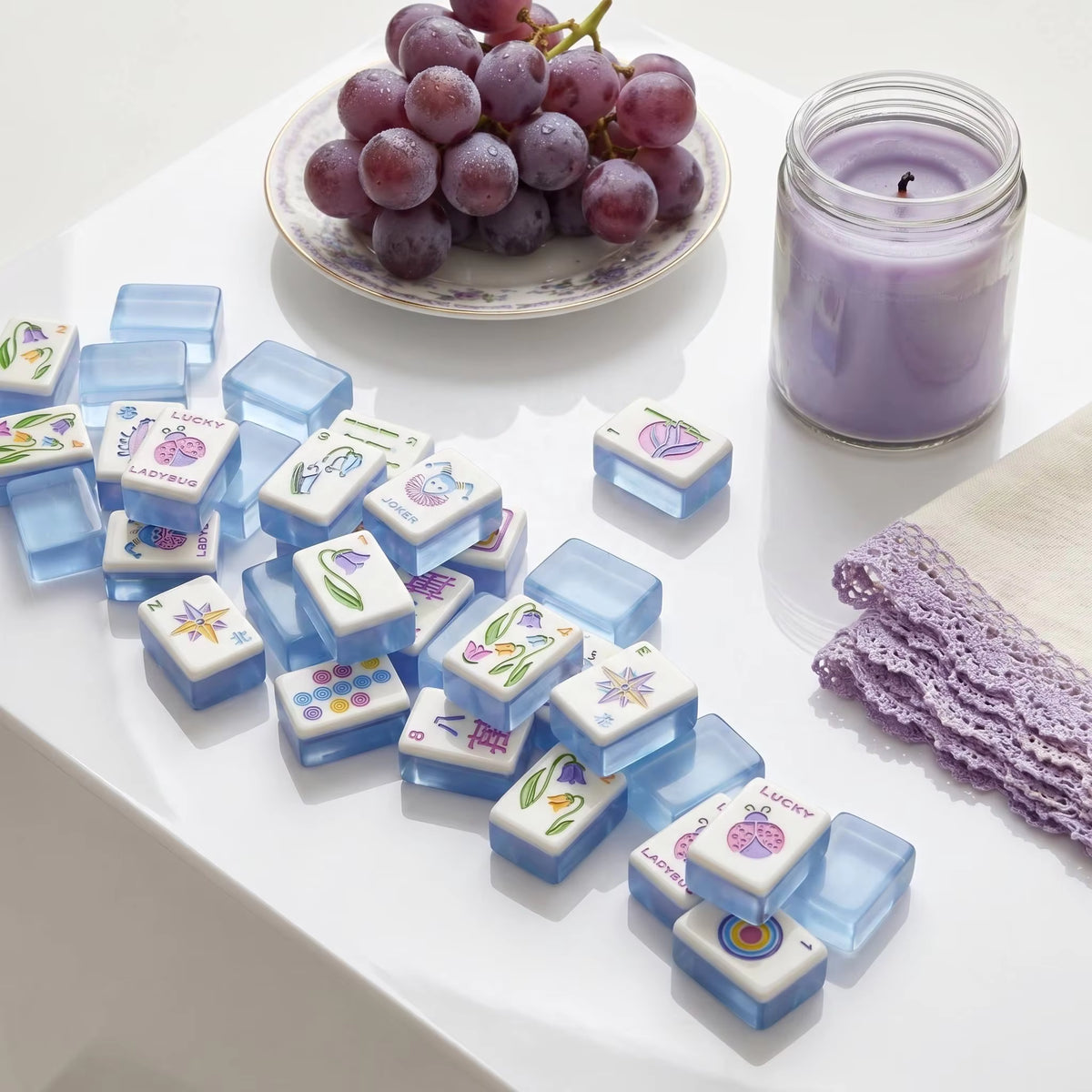 Blue Ice American Mahjong Tile Set