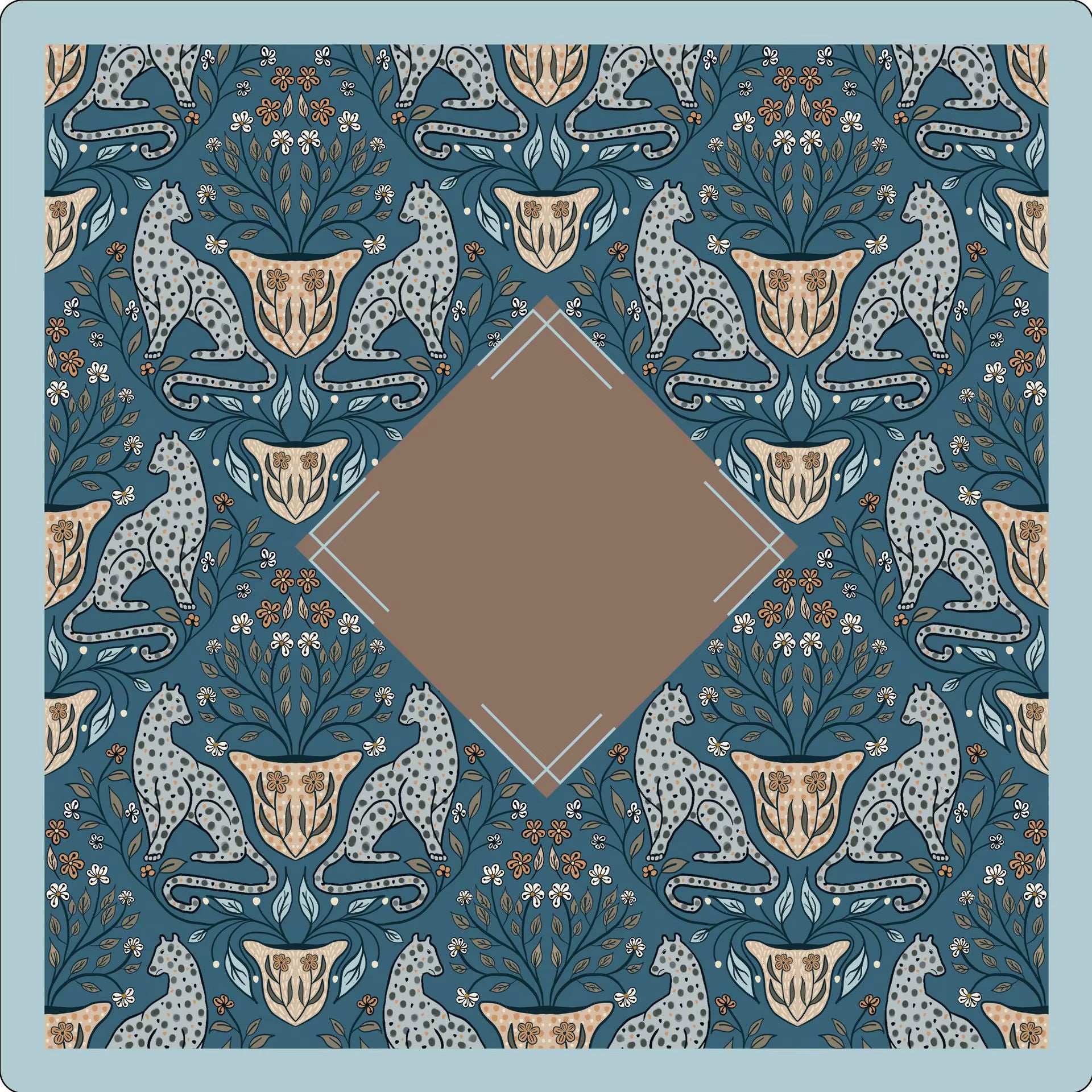 Leopard Damask Mahjong Table Mat