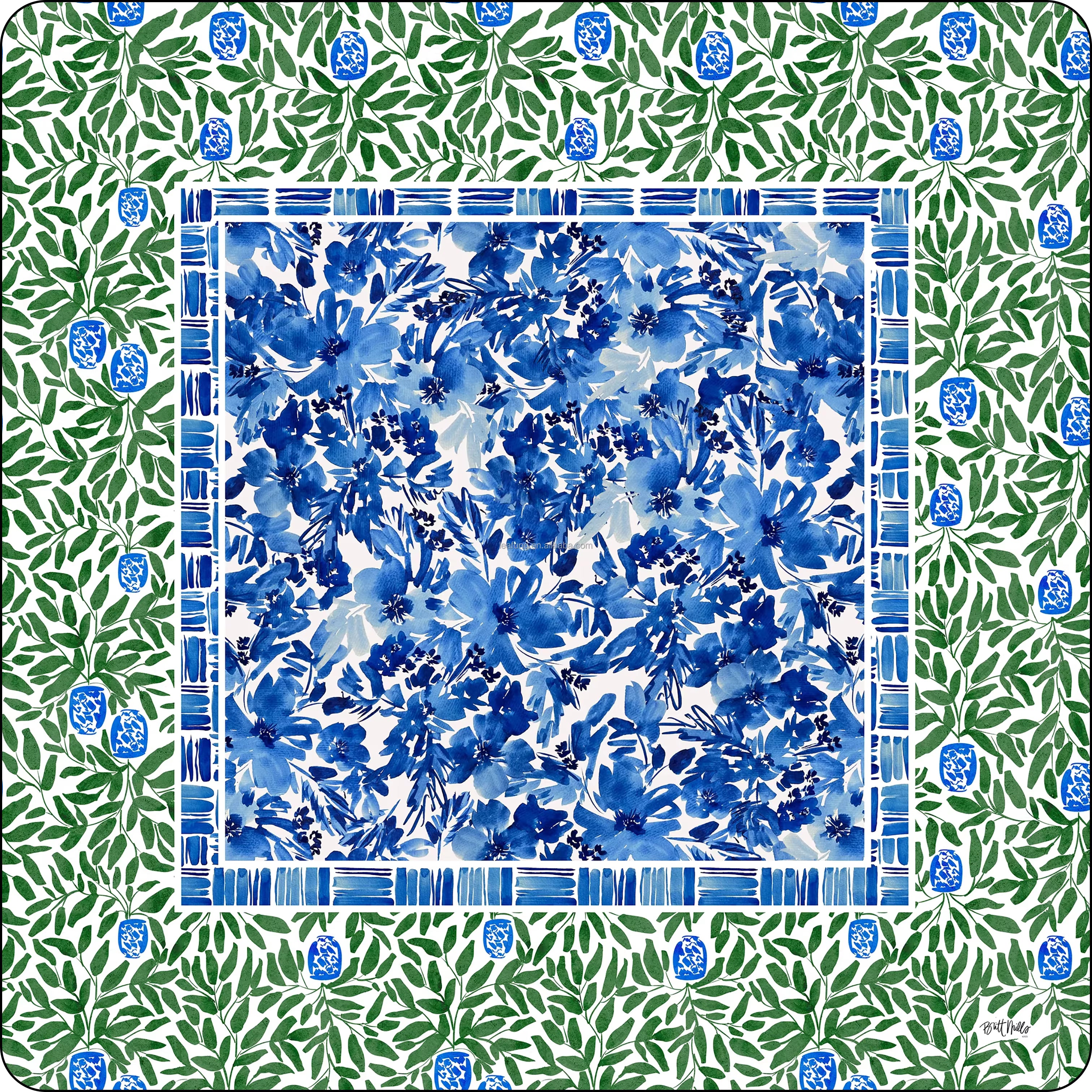 Olive Branch / Cornflower Mahjong Table Mat