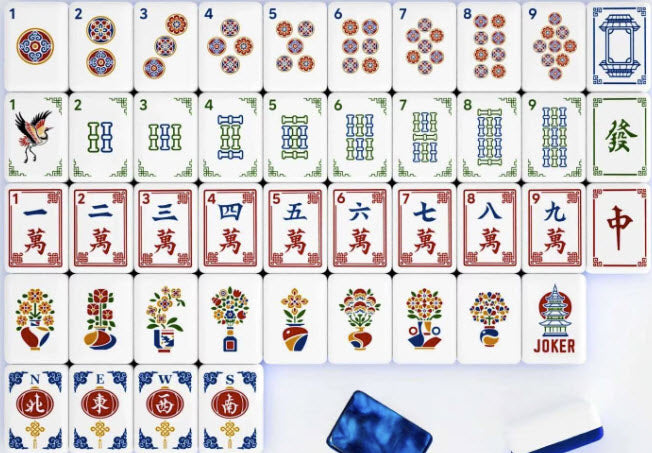 Blue and Red Beauty American Majhjong Tiles