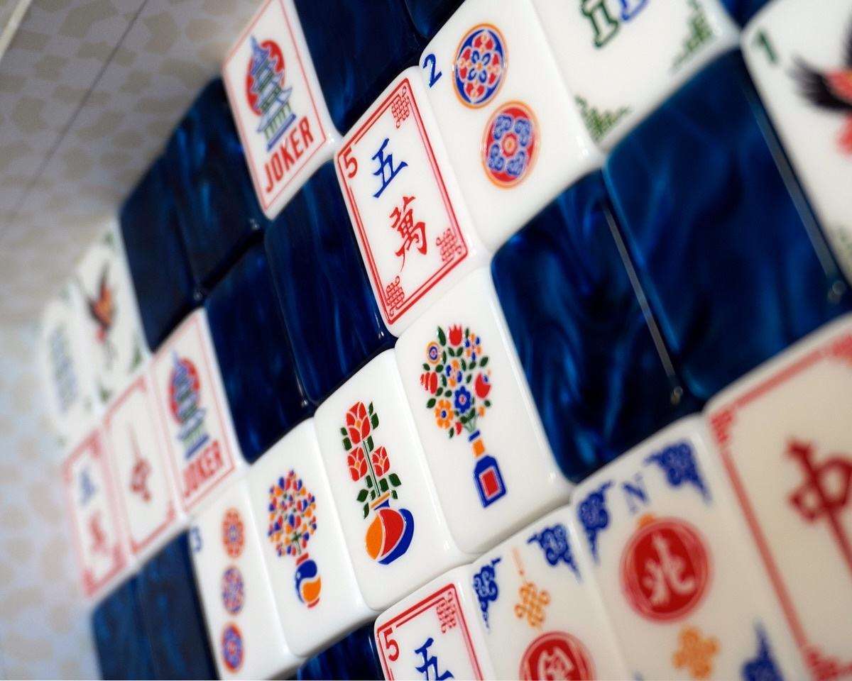 Blue and Red Beauty American Majhjong Tiles