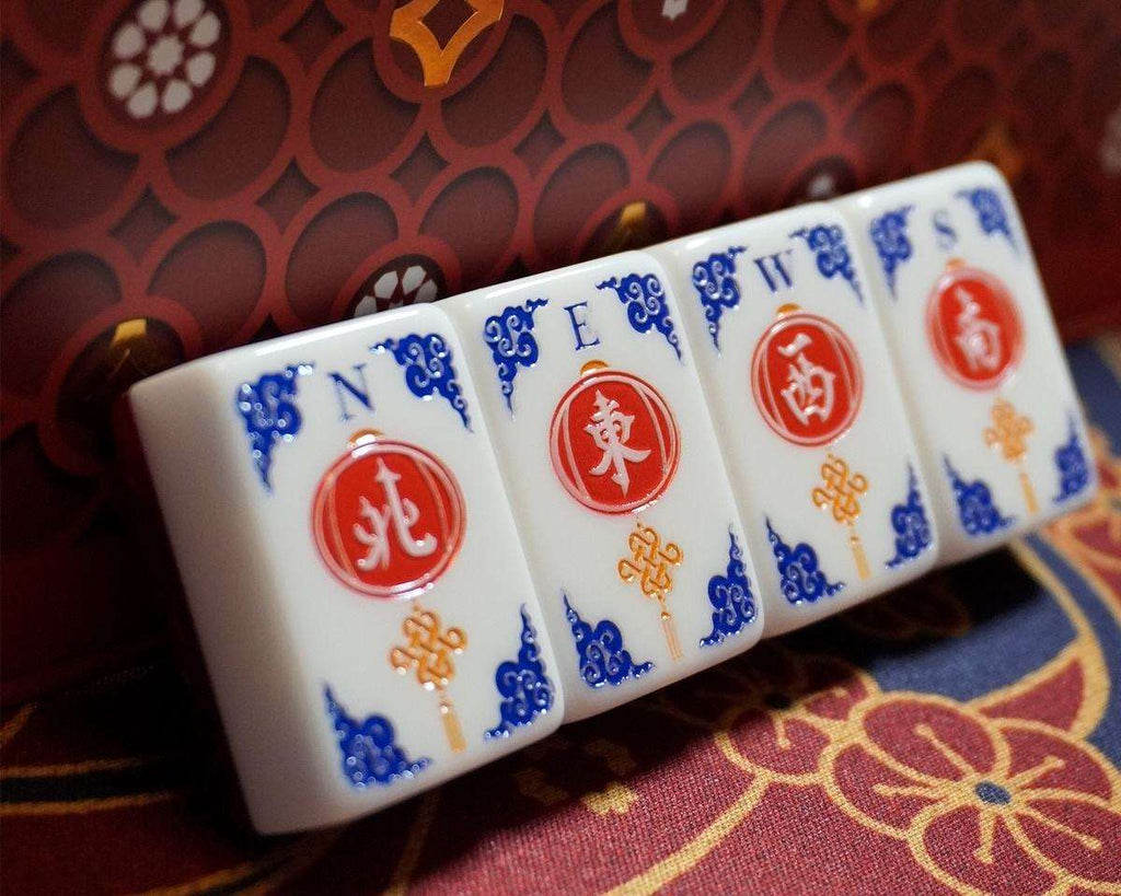 Blue and Red Beauty American Majhjong Tiles