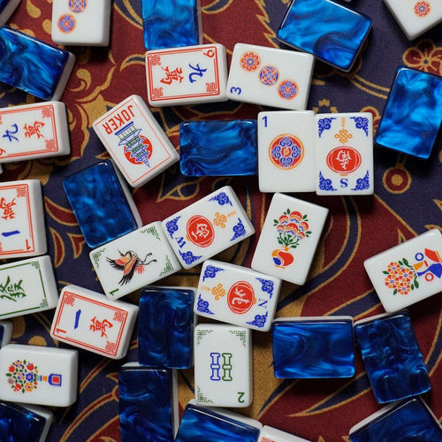 Blue and Red Beauty American Majhjong Tiles