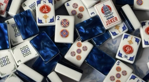 Blue and Red Beauty American Majhjong Tiles