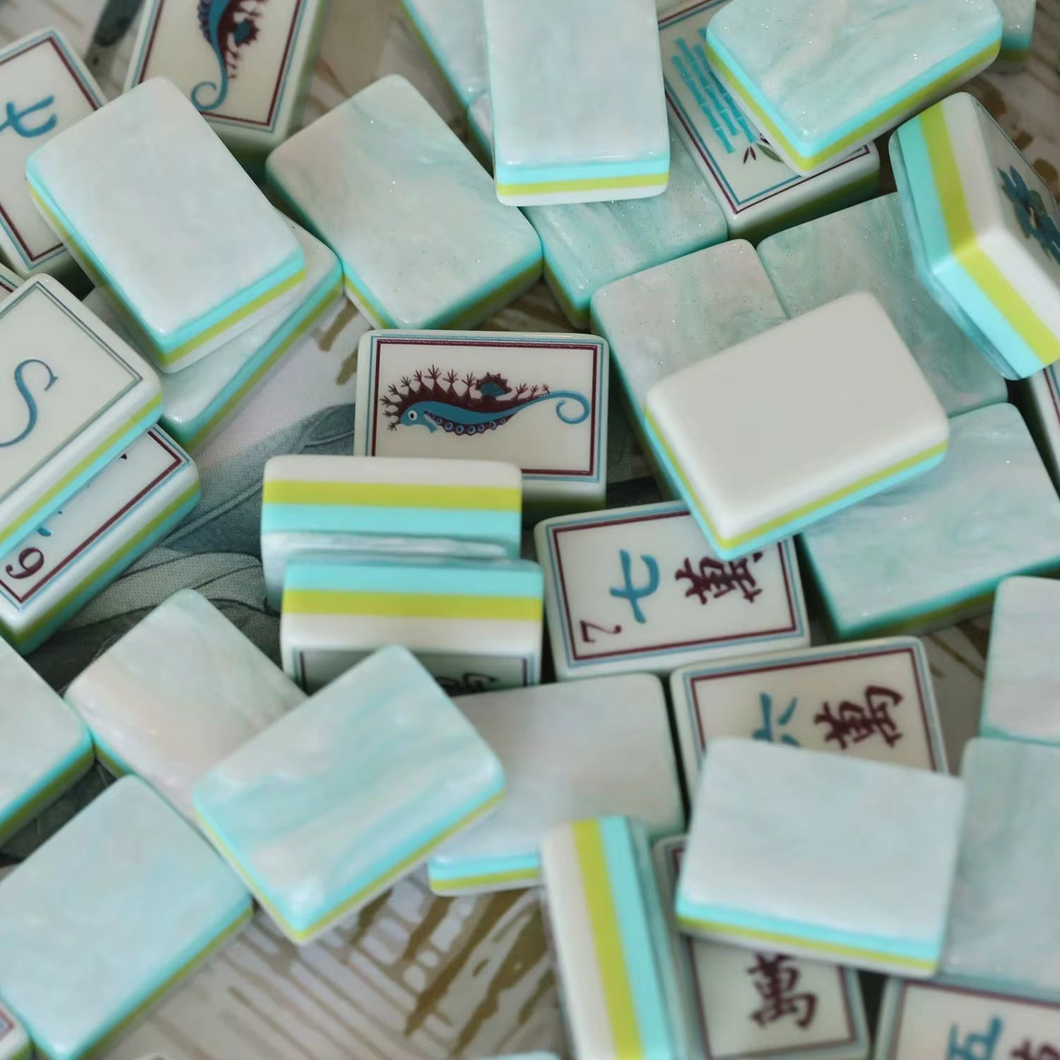 Sea Pearl American Mahjong Tile Set