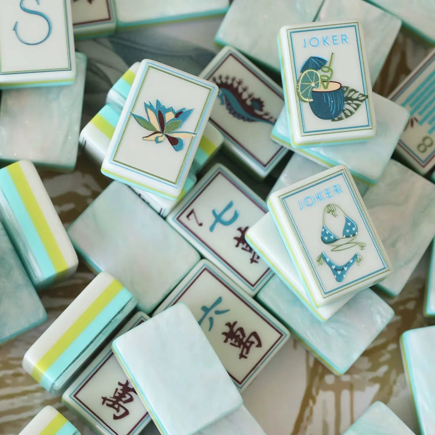Sea Pearl American Mahjong Tile Set