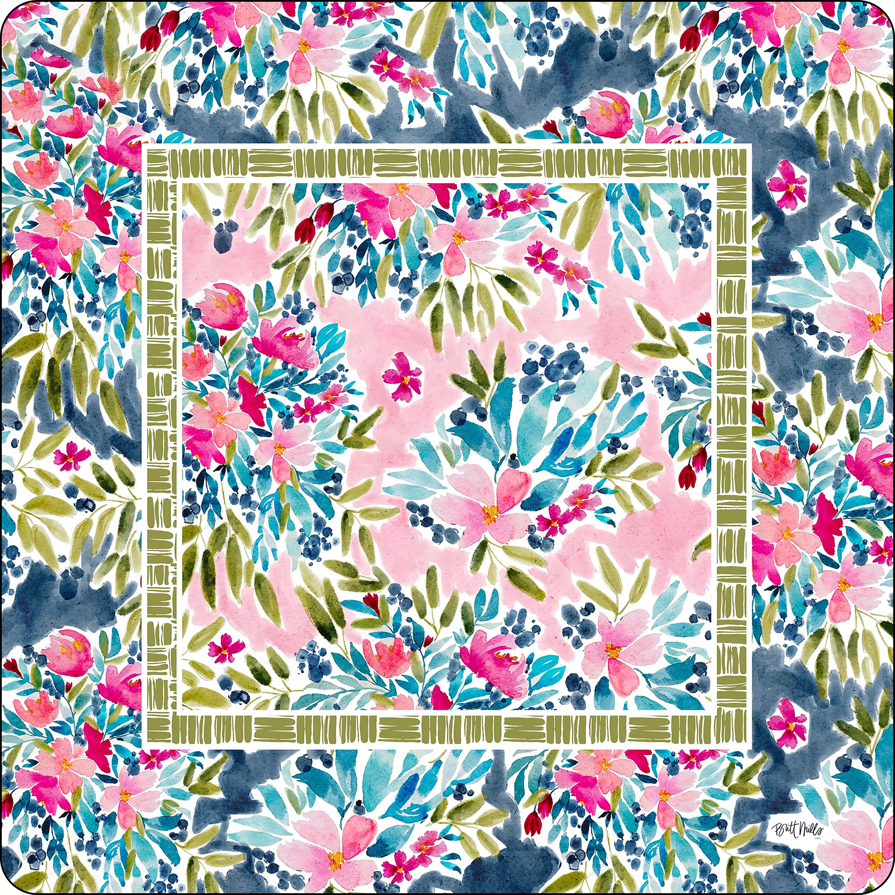 Watercolor Floral Mahjong Table Mat